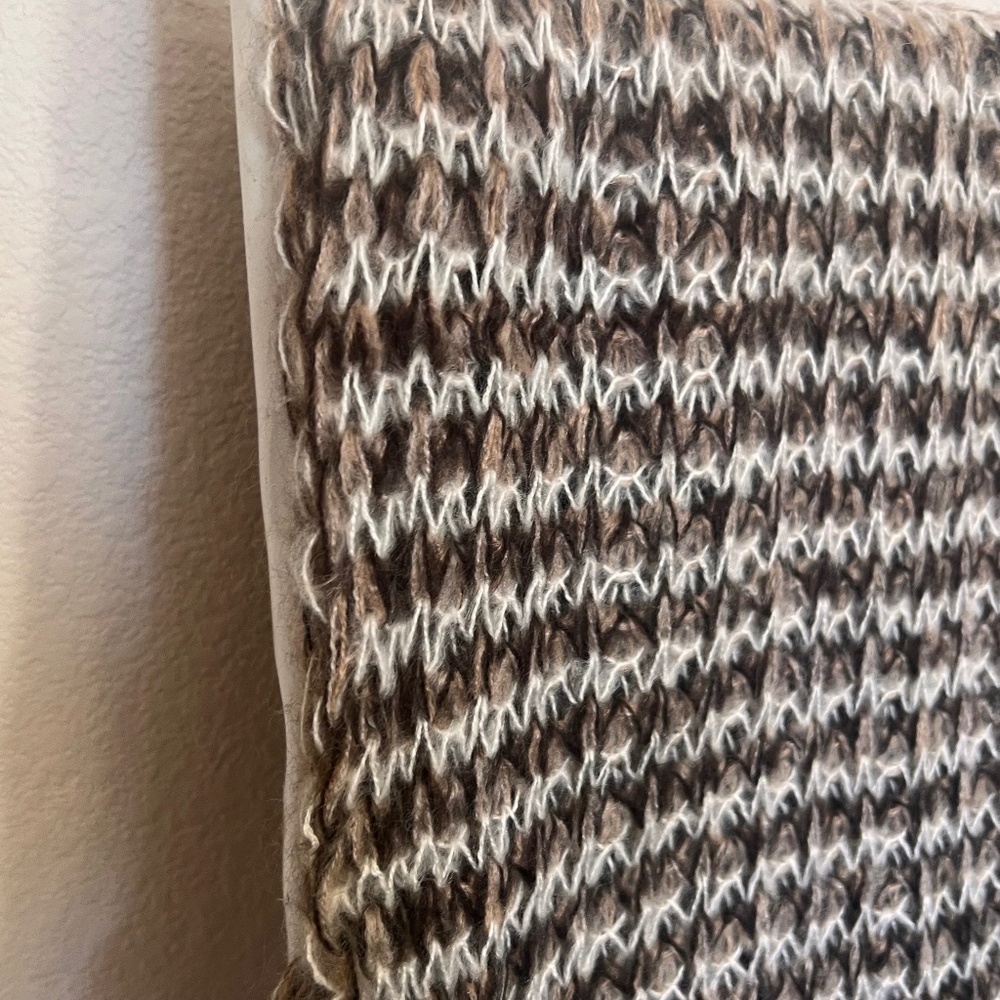 Chunky Knit Infinity Scarf Brown Taupe Cream Marled Cozy Loop